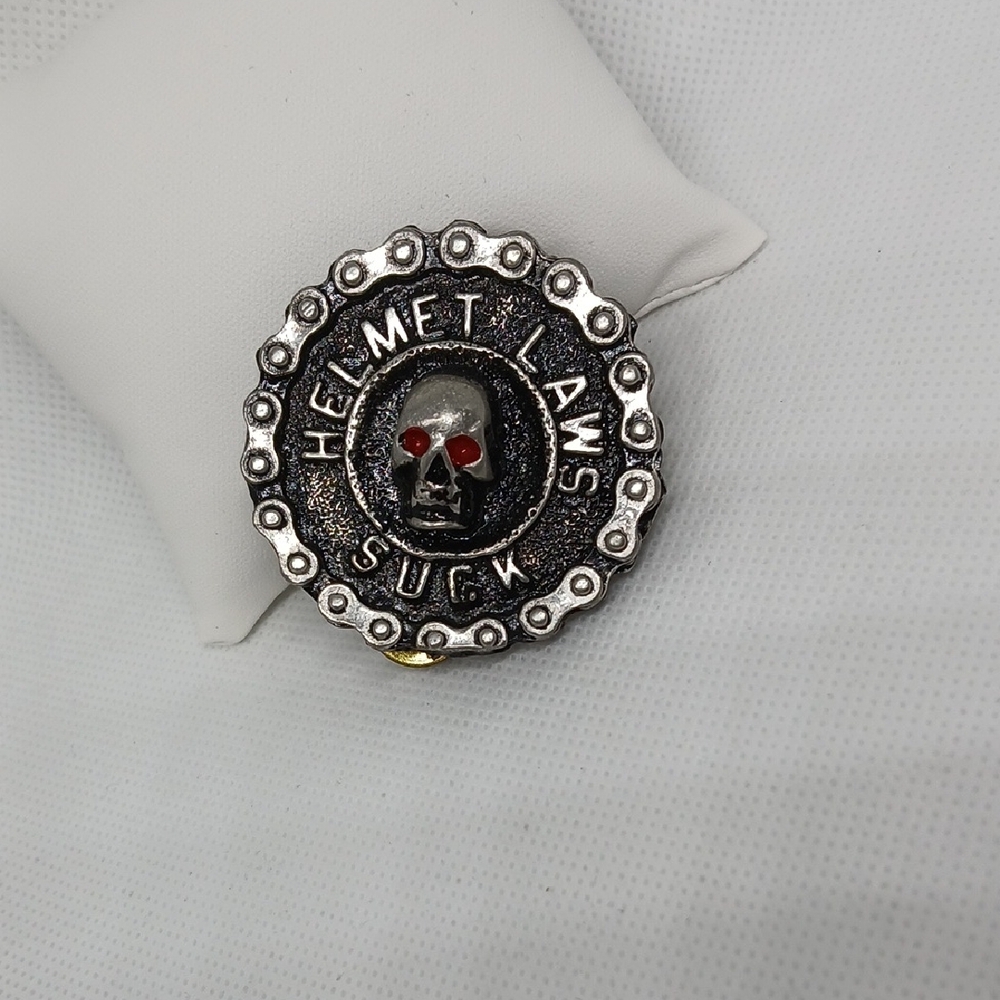 Edgy Silver and Red Skull Pin